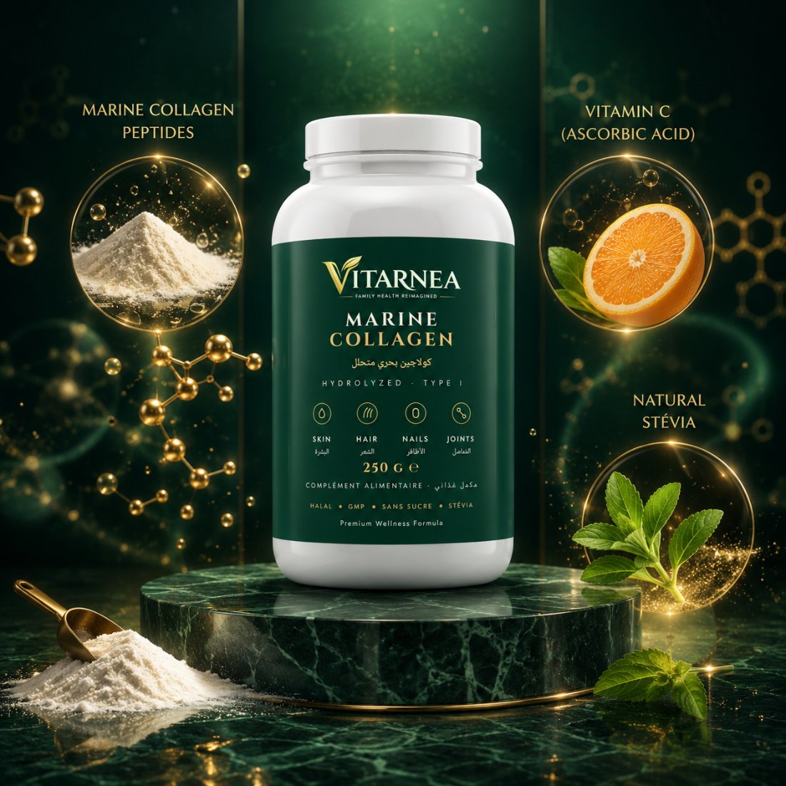 Collagène marin, vitamine C et stévia naturelle